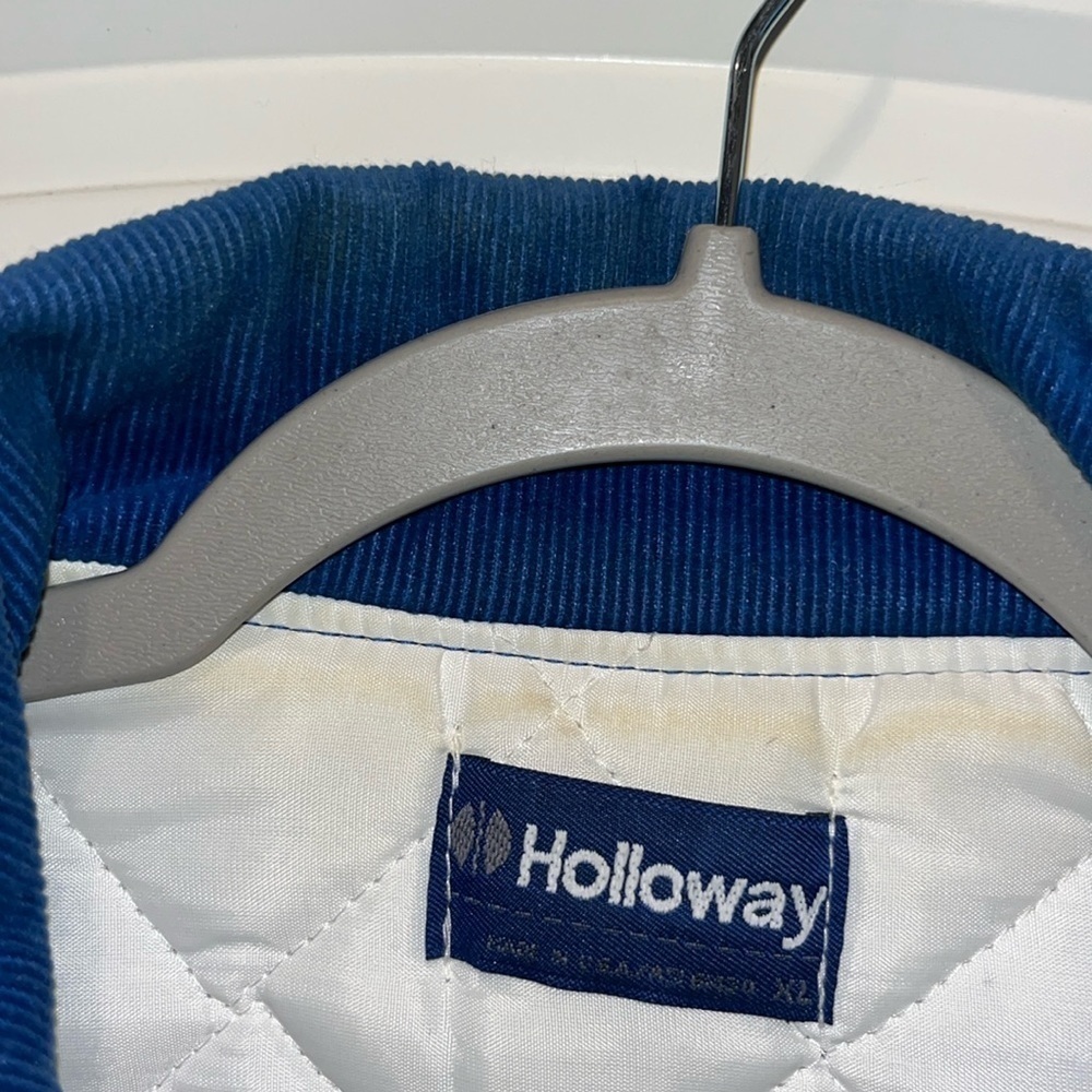 Rare Vintage blue corduroy trucker jacket coat embroidered Senator Alaska L/XL - Picture 8 of 16
